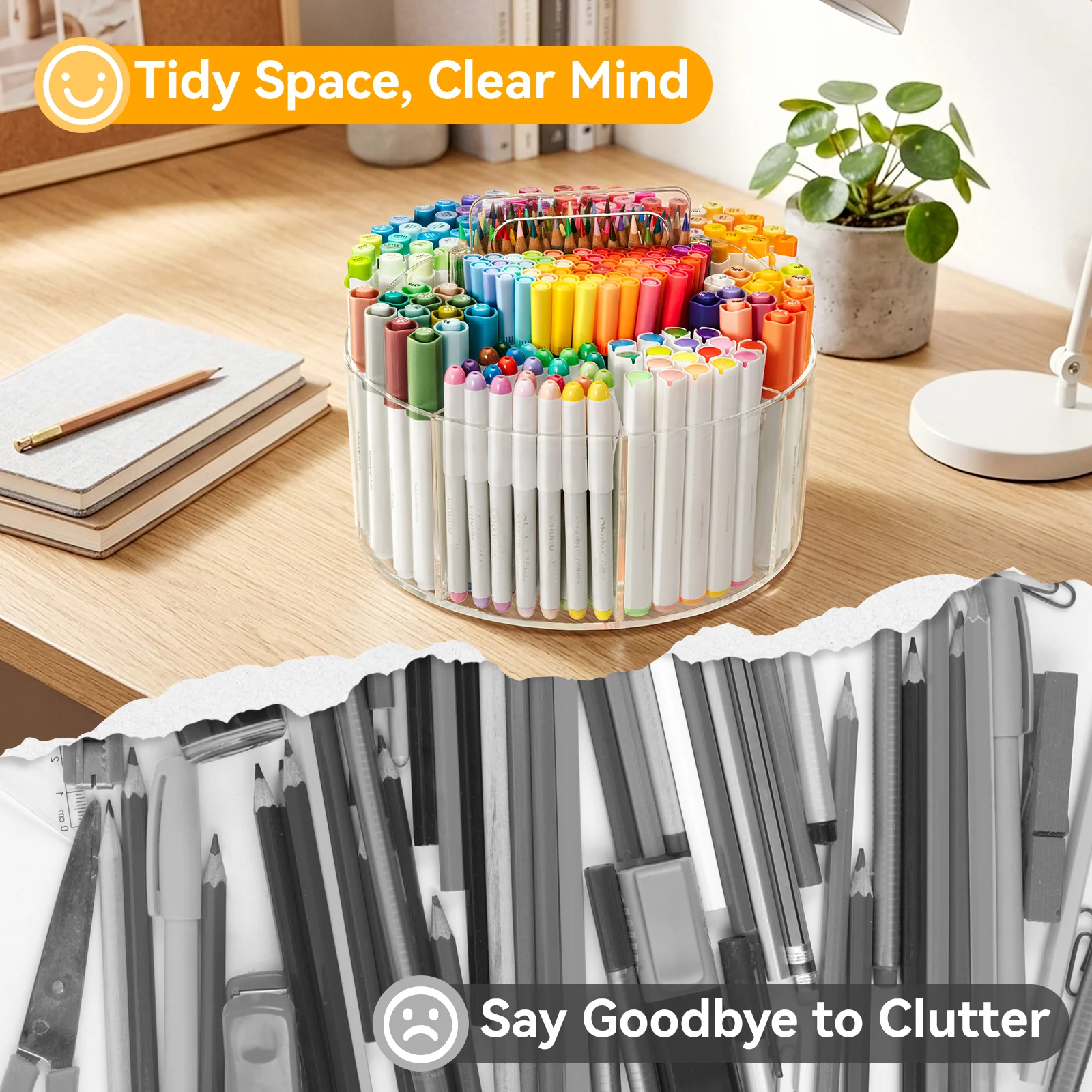 Ohuhu 360° Rotating Clear Acrylic Marker Organizer - Image 7