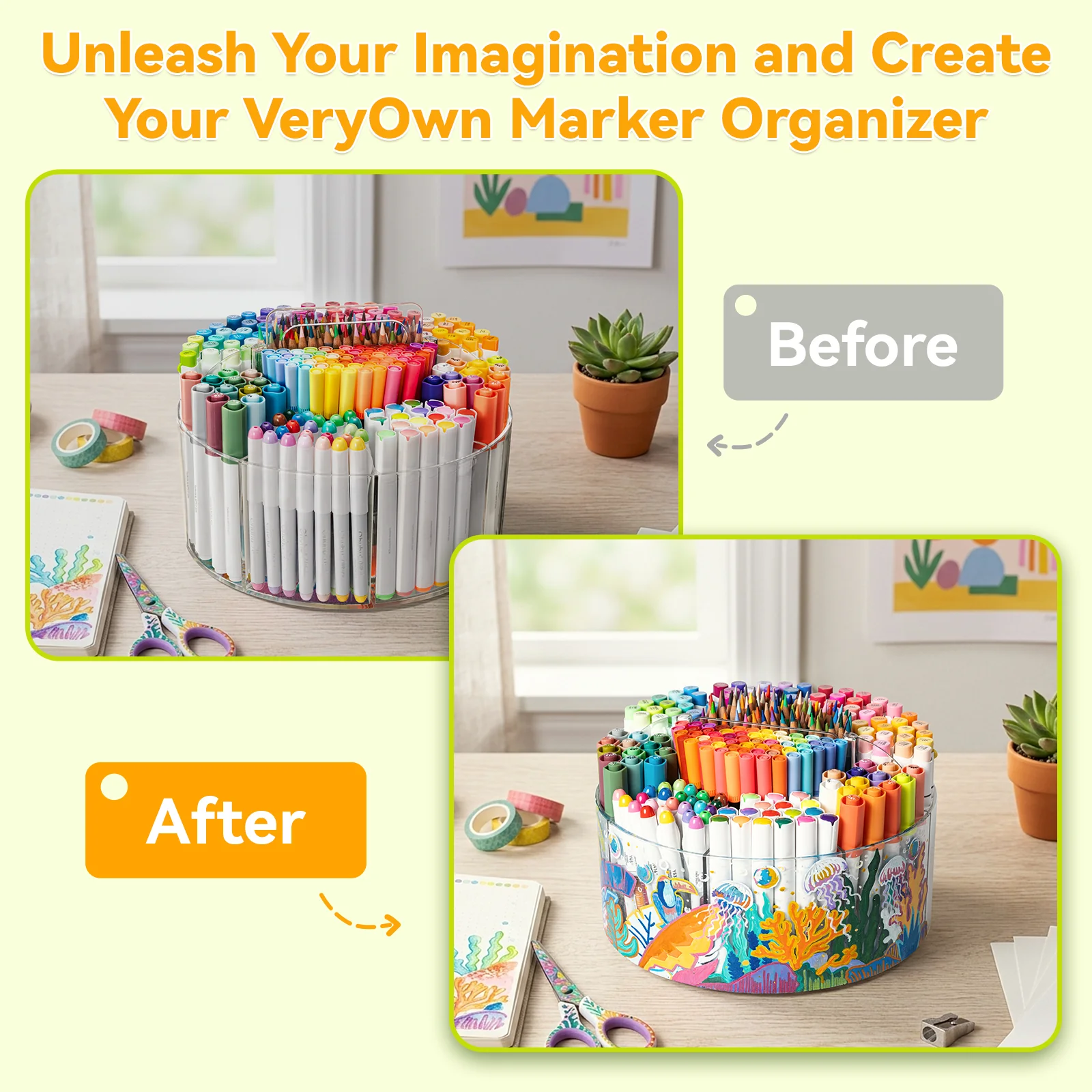 Ohuhu 360° Rotating Clear Acrylic Marker Organizer - Image 8