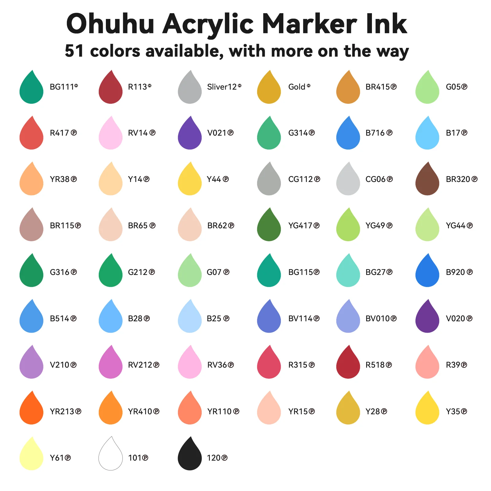 Ohuhu Acrylic Marker Ink Refill for Mauna Kea & Hanauma Series - Image 54