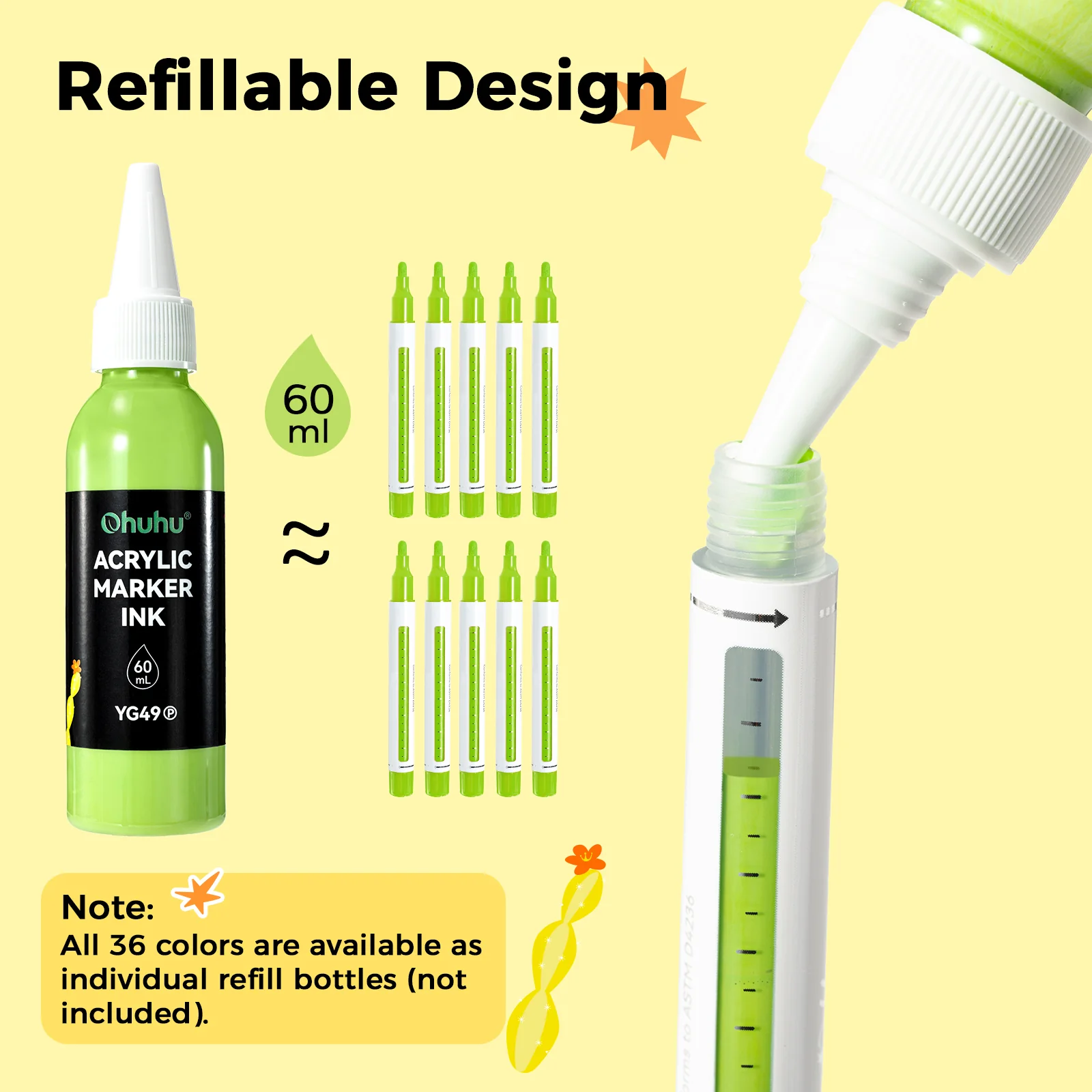 Ohuhu Acrylic Paint Markers Refillable 36 Colors – Hanauma - Image 2