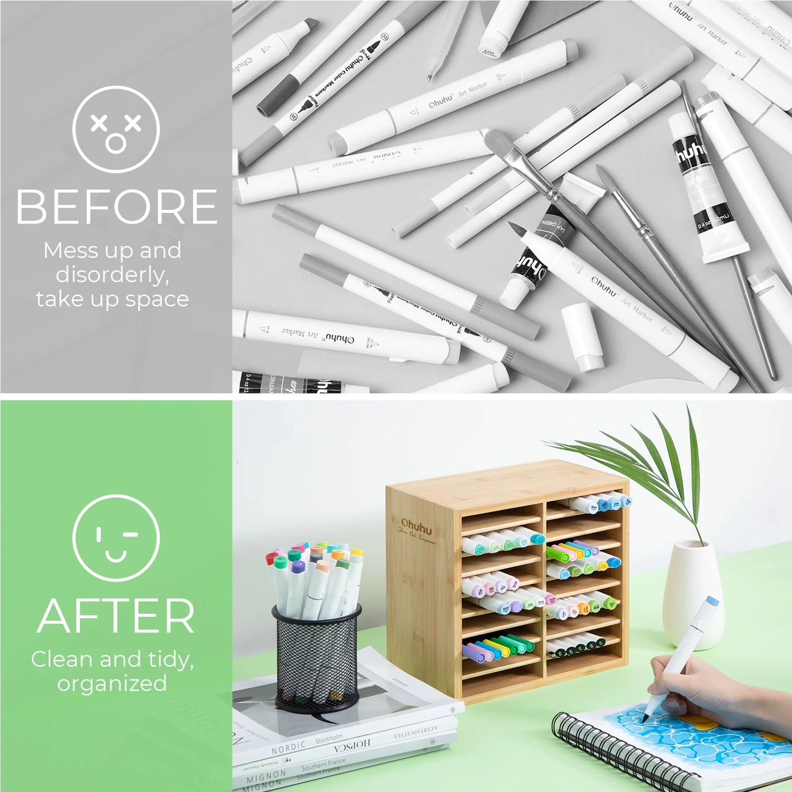 Ohuhu Bamboo Marker Organizer - Image 19