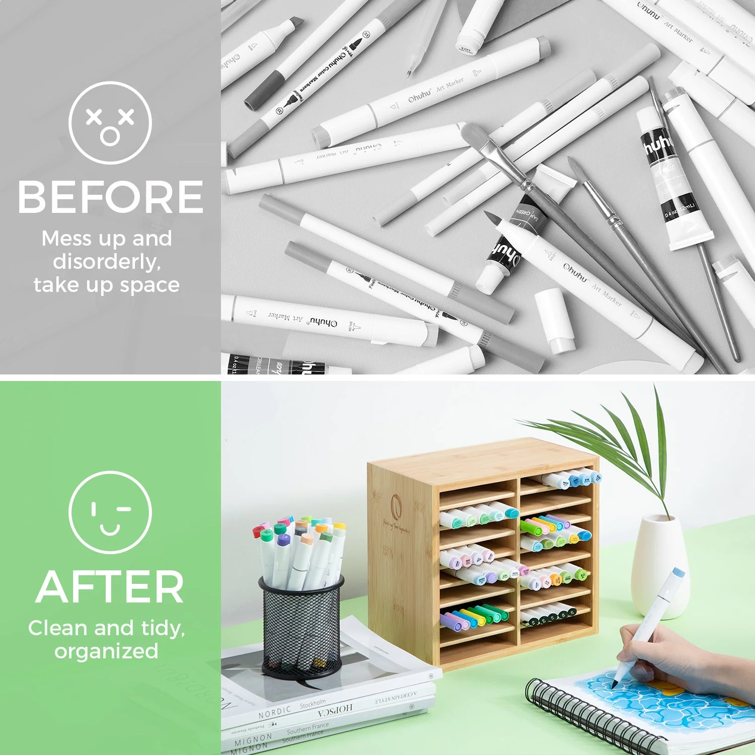 Ohuhu Bamboo Marker Organizer (Canada Domestic Shipping) - Image 4