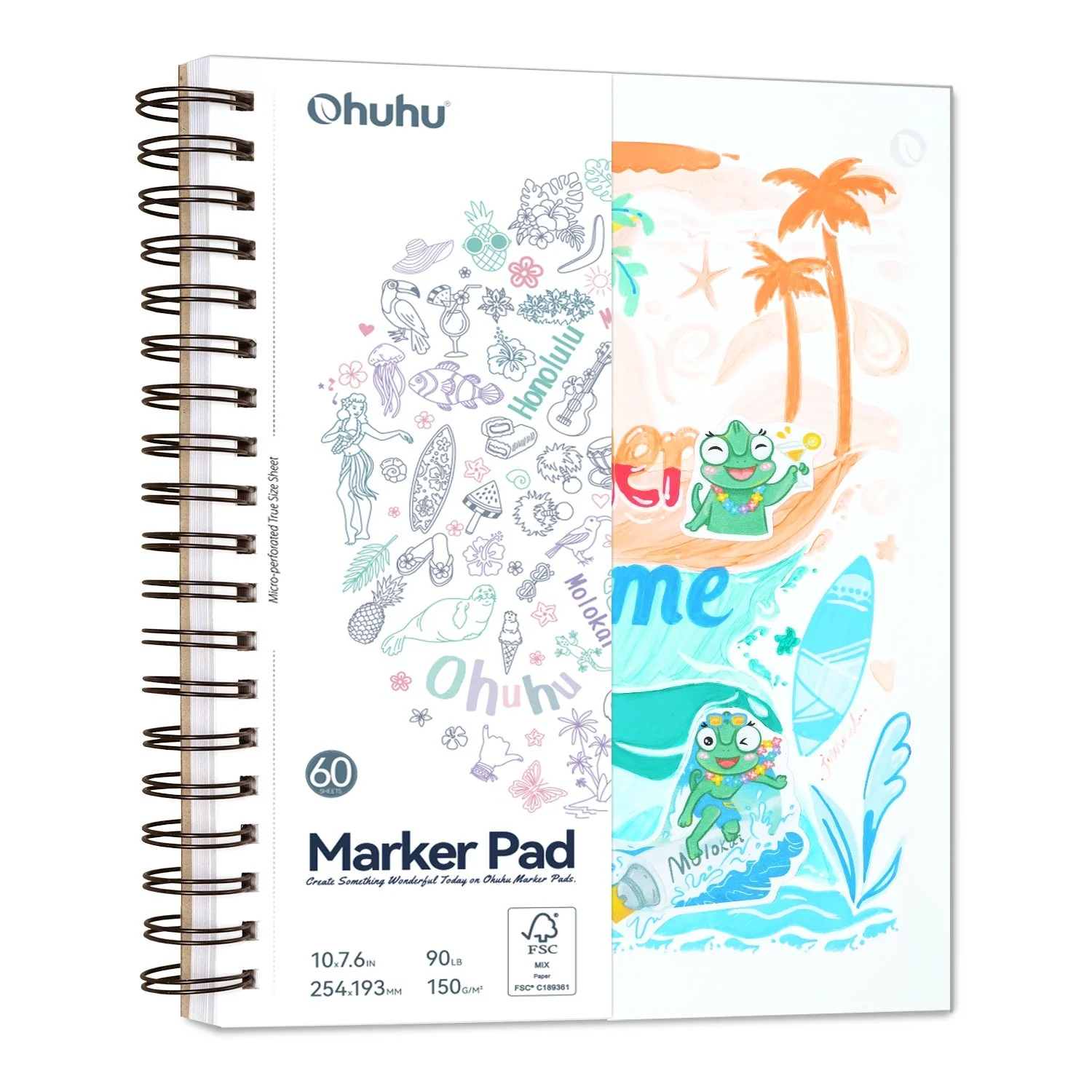 Ohuhu Bleedproof Double-Sided Marker Pad, Spiral-Bound (Canada Domestic Shipping) - Image 2
