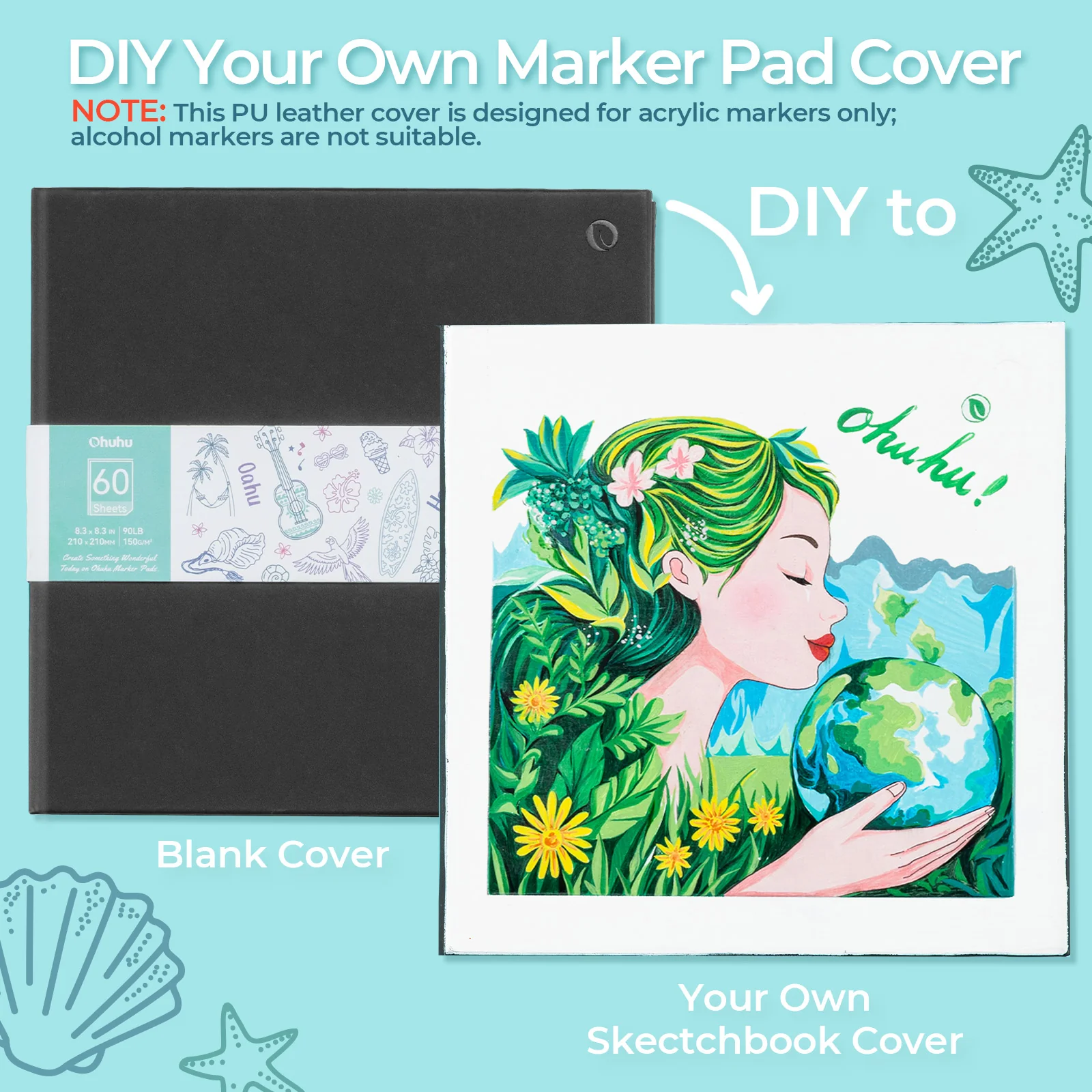 Ohuhu Bleedproof Double-Sided Marker Pad with PU Cover - Image 10
