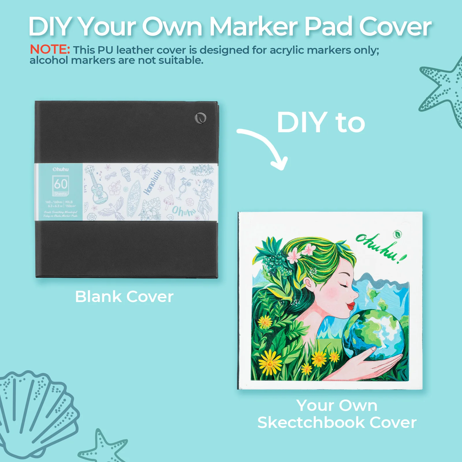 Ohuhu Bleedproof Double-Sided Marker Pad with PU Cover - Image 12