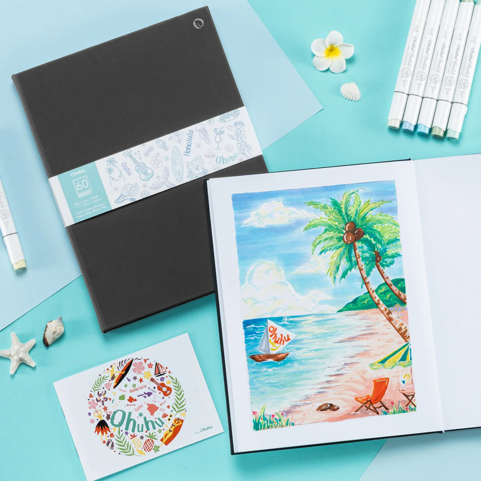 Ohuhu Bleedproof Double-Sided Marker Pad with PU Cover - Image 14