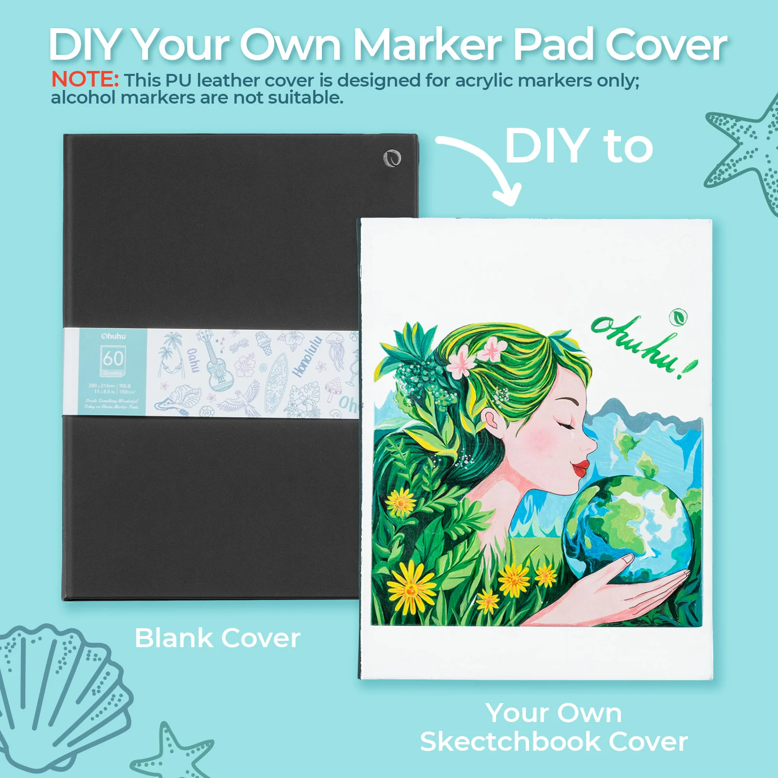 Ohuhu Bleedproof Double-Sided Marker Pad with PU Cover - Image 15