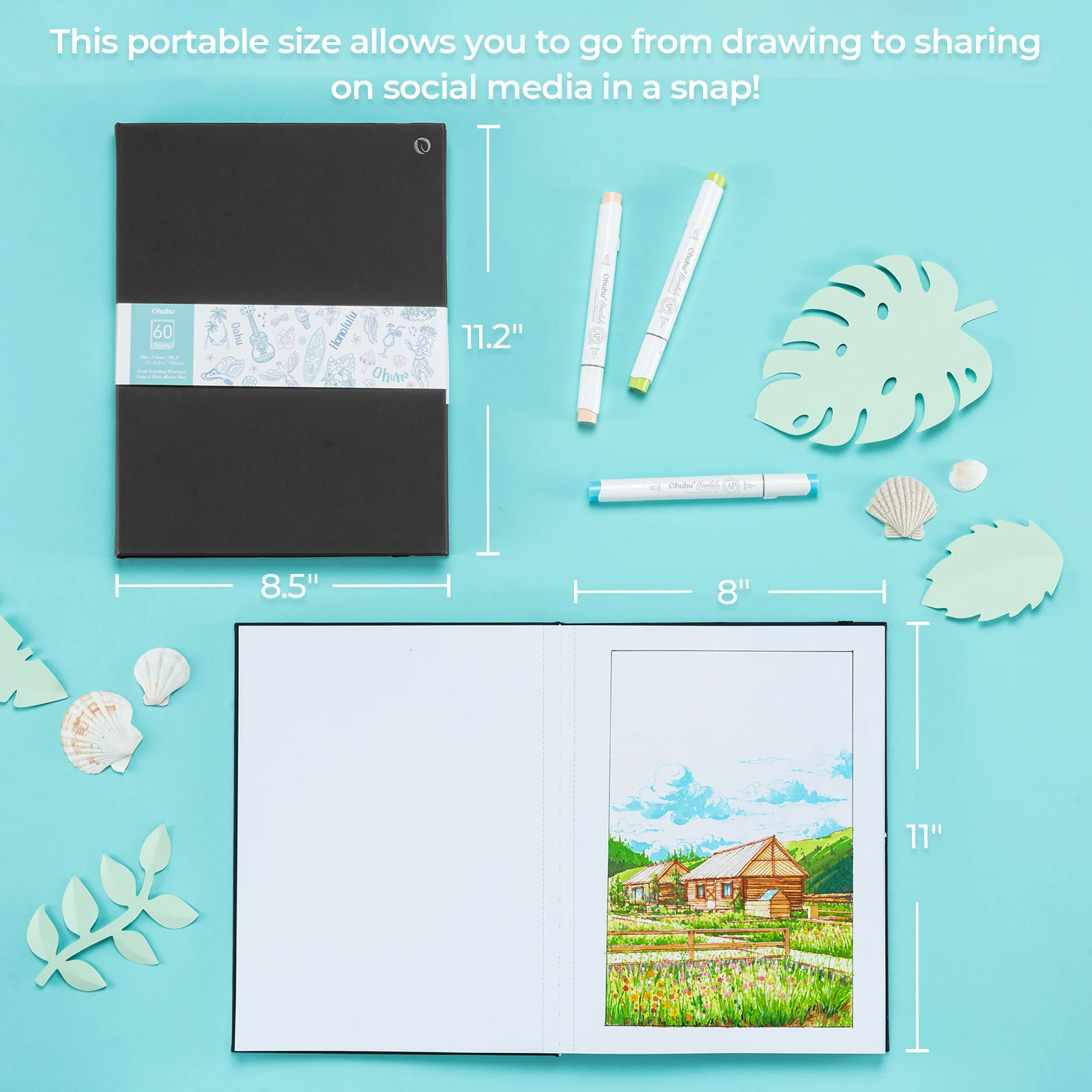 Ohuhu Bleedproof Double-Sided Marker Pad with PU Cover - Image 17