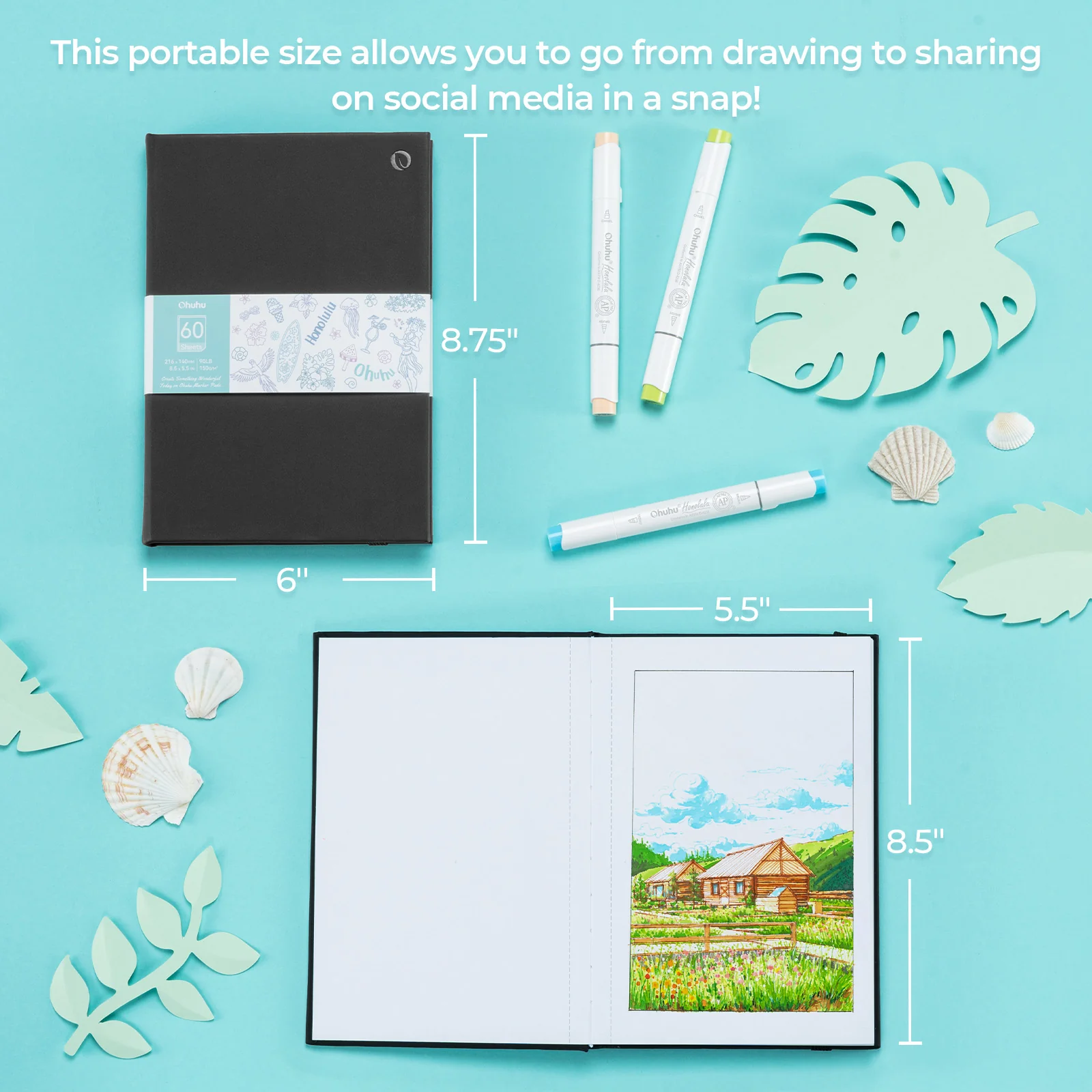 Ohuhu Bleedproof Double-Sided Marker Pad with PU Cover - Image 20