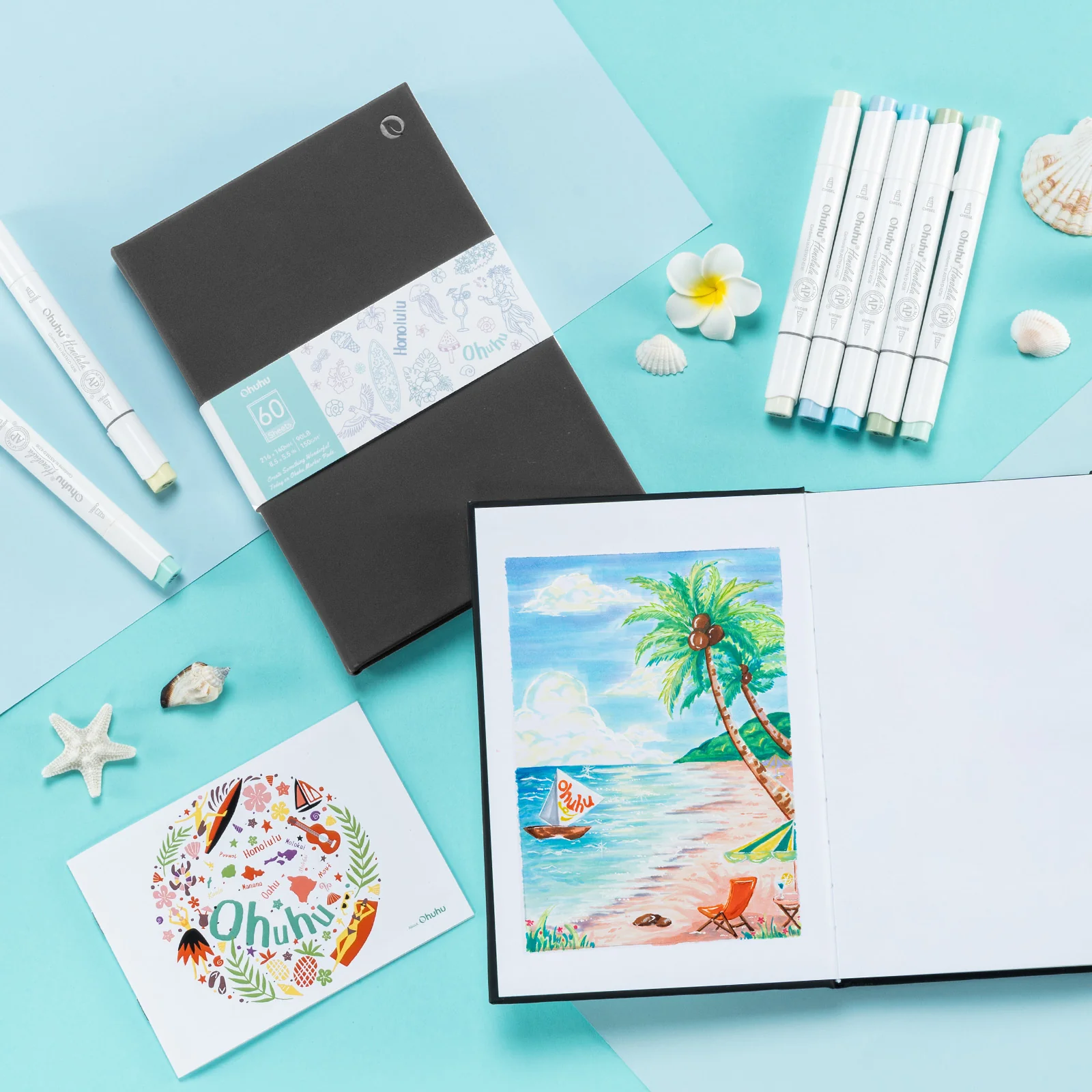 Ohuhu Bleedproof Double-Sided Marker Pad with PU Cover - Image 21