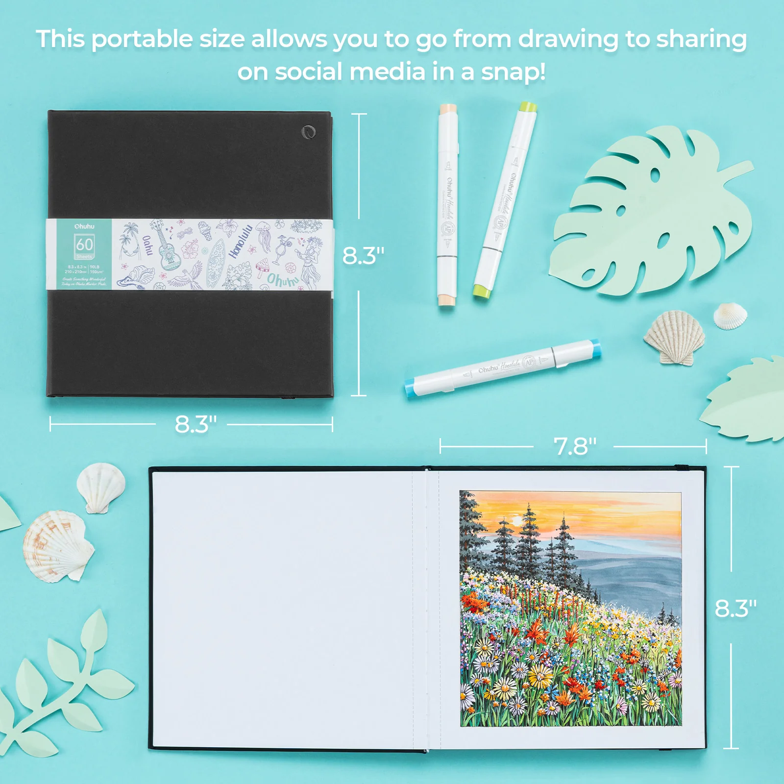 Ohuhu Bleedproof Double-Sided Marker Pad with PU Cover - Image 8