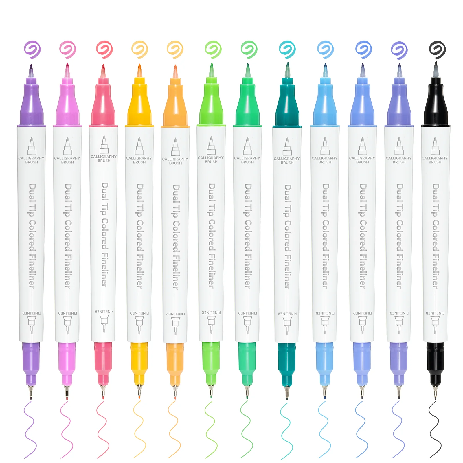 Ohuhu Colored Fineliner & Brush Pens, 12 Colors - Image 2