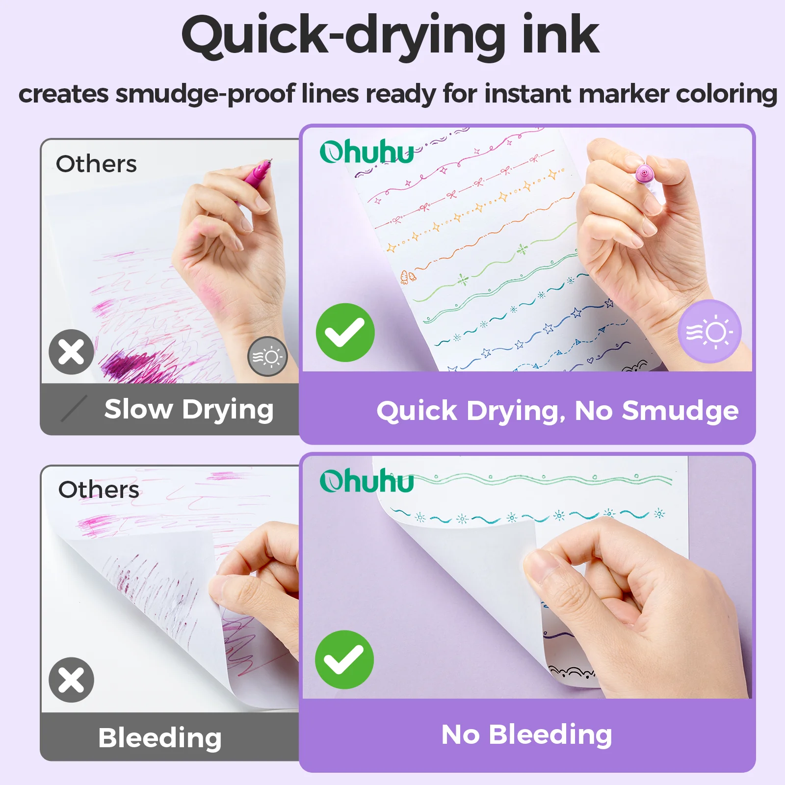 Ohuhu Colored Fineliner & Brush Pens, 12 Colors - Image 5