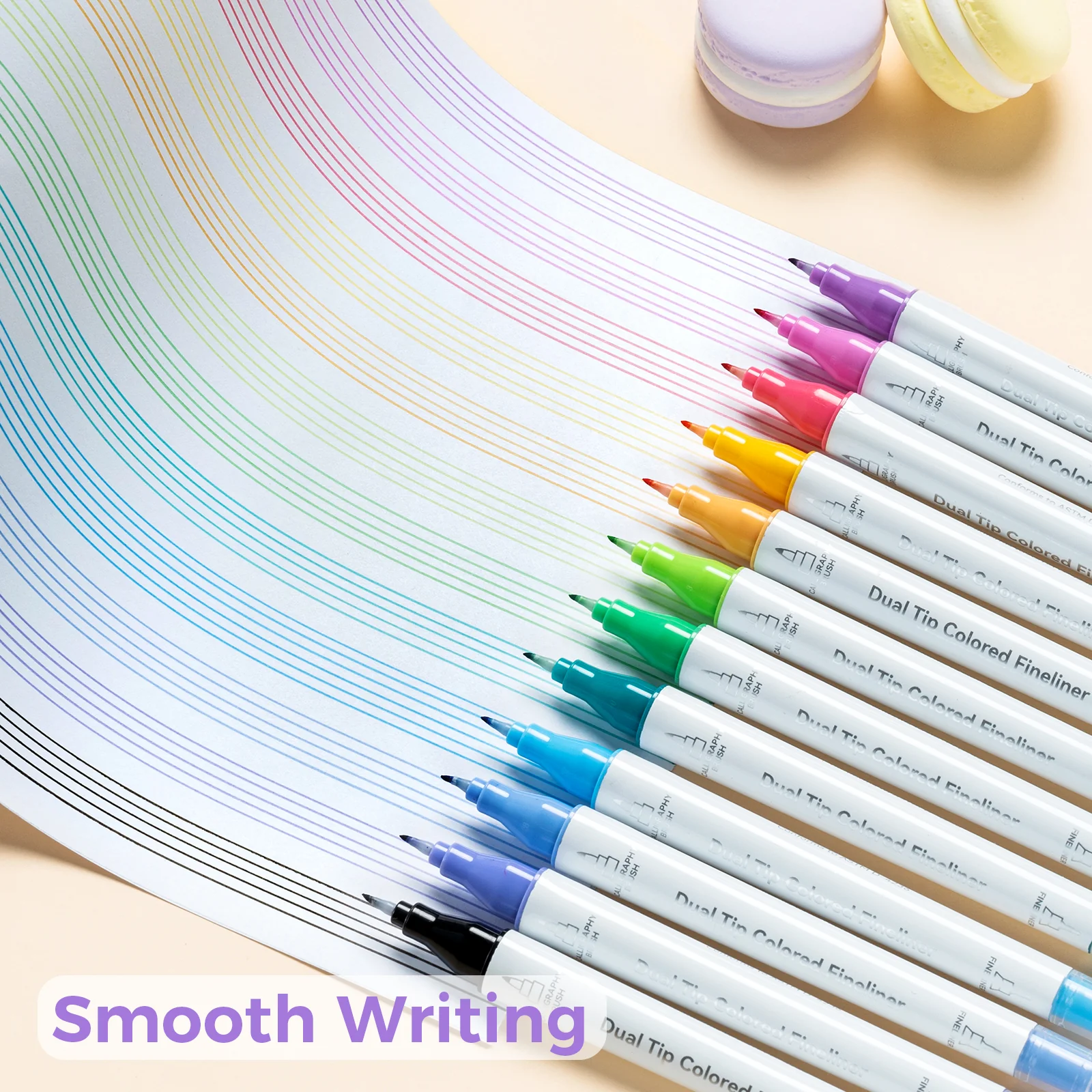 Ohuhu Colored Fineliner & Brush Pens, 12 Colors - Image 8