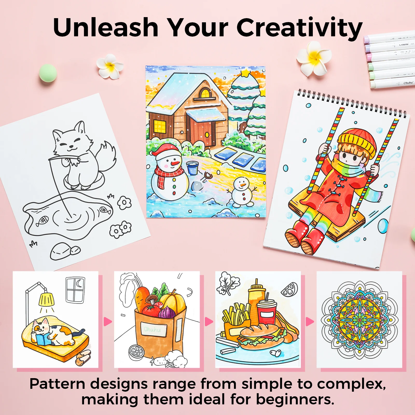 Ohuhu Double-Sided Bleedproof Coloring Book - Image 4