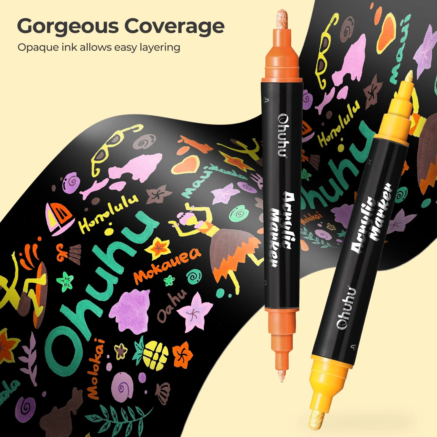 Ohuhu Dual Nib Acrylic Pen 30 Colors (Europe Only) - Image 2