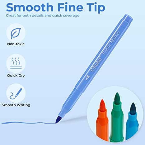 Ohuhu Fabric 30 Color Markers Permanent for Clothes (US Exclusive) - Image 3