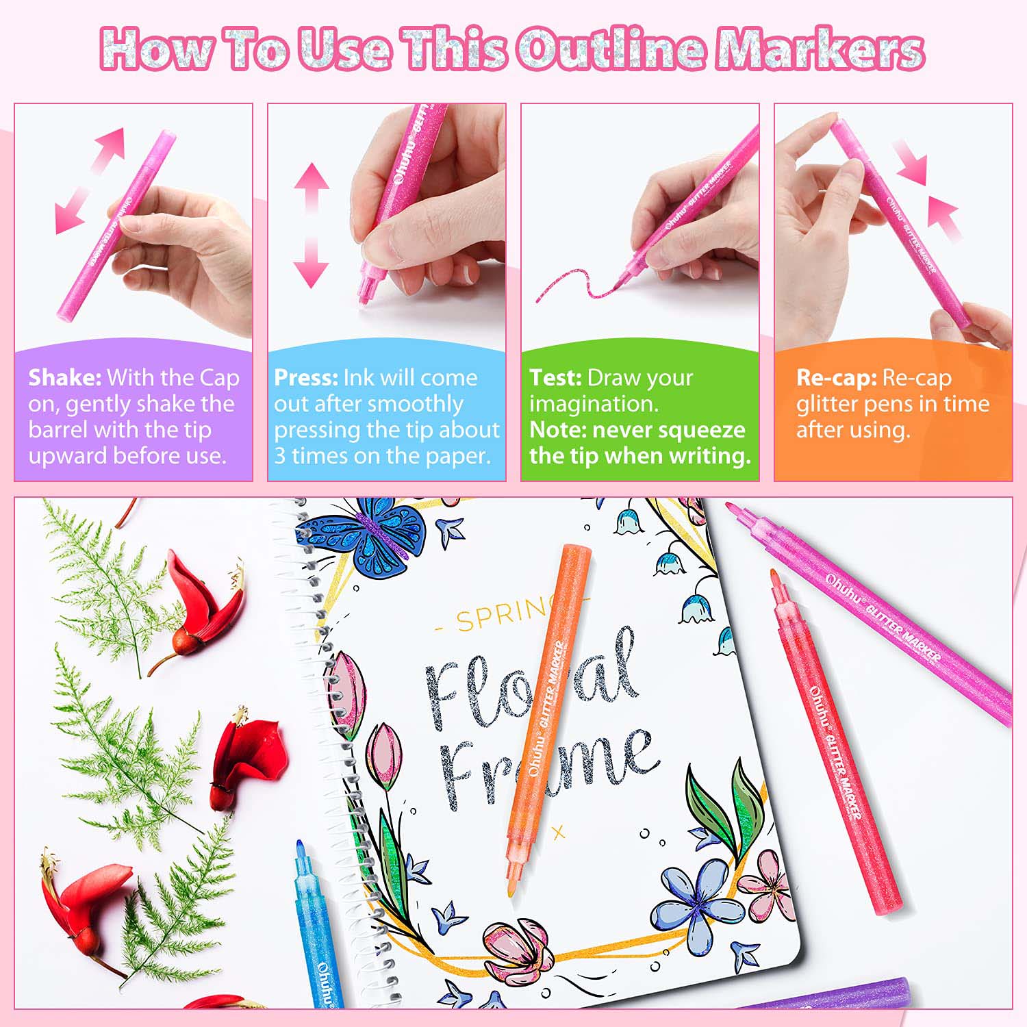 Ohuhu Glitter Metallic Marker Pens (Australia Domestic Shipping) - Image 3