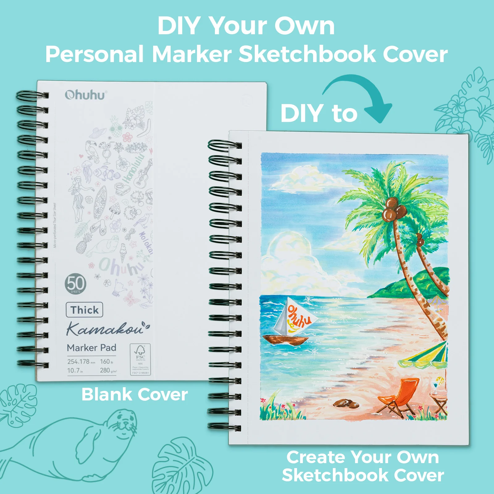 Ohuhu Heavyweight Bleedproof Double-Sided Marker Pad, Spiral-Bound - Kamakou - Image 19