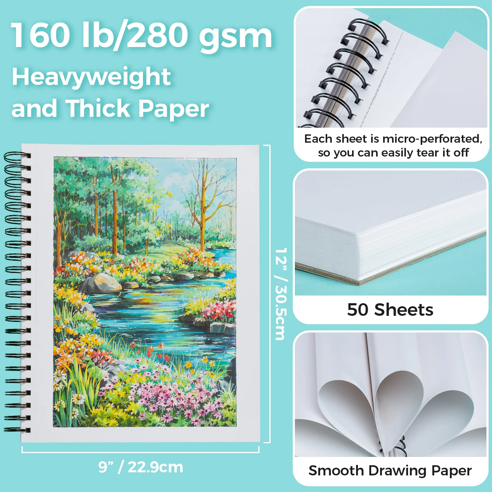 Ohuhu Heavyweight Bleedproof Double-Sided Marker Pad, Spiral-Bound - Kamakou - Image 29