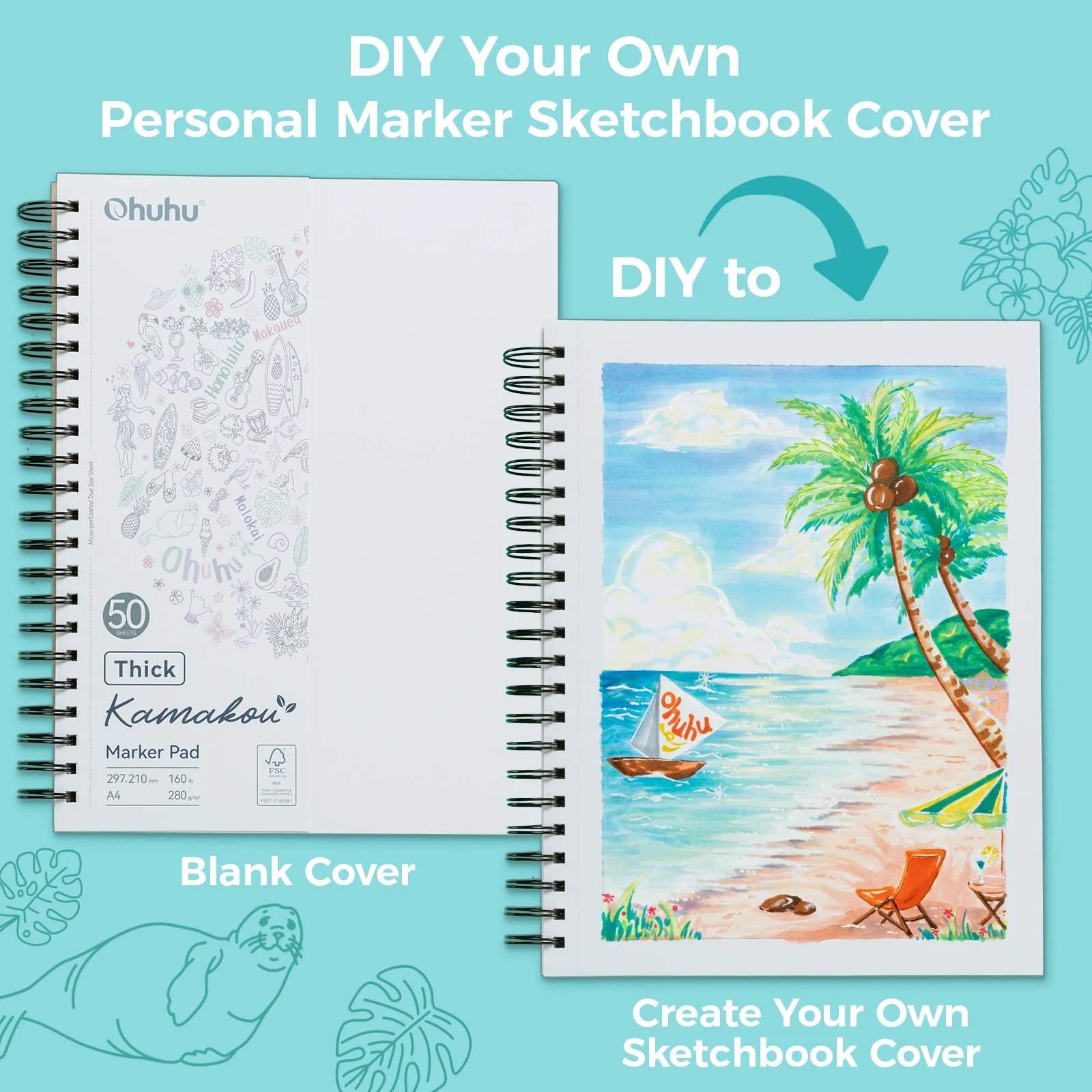 Ohuhu Heavyweight Bleedproof Double-Sided Marker Pad, Spiral-Bound - Kamakou - Image 35