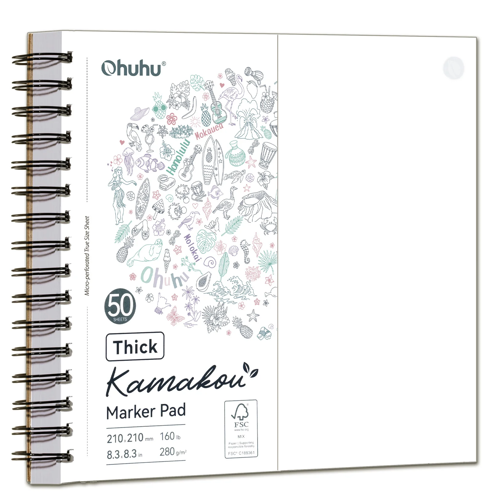 Ohuhu Heavyweight Bleedproof Double-Sided Marker Pad, Spiral-Bound - Kamakou - Image 46