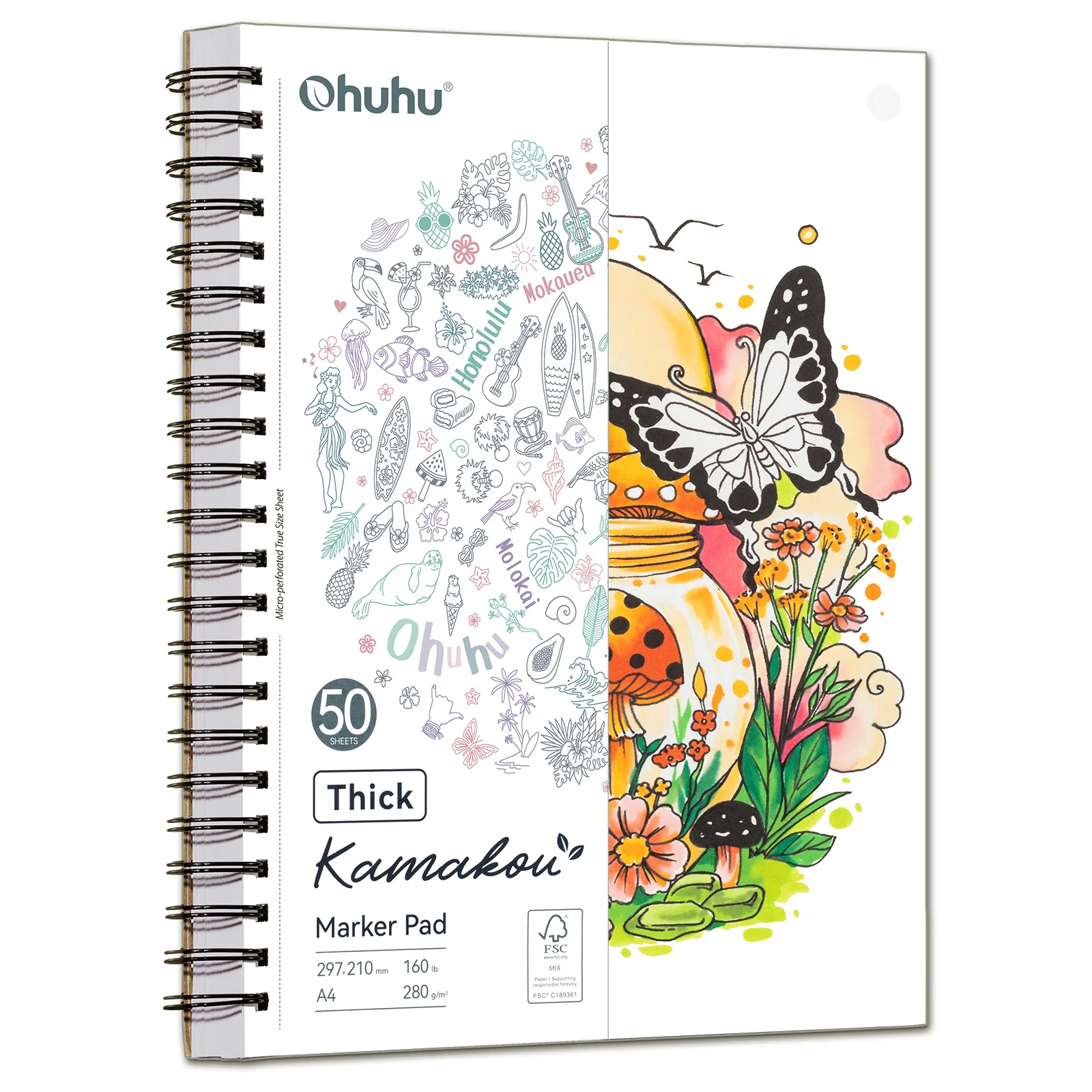 Ohuhu Heavyweight Bleedproof Double-Sided Marker Pad, Spiral-Bound - Kamakou - Image 48