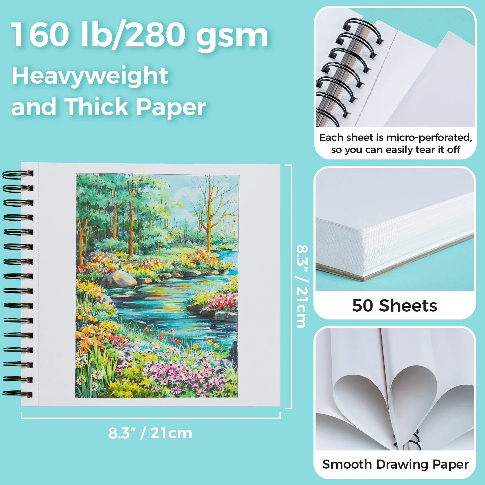Ohuhu Heavyweight Bleedproof Double-Sided Marker Pad, Spiral-Bound - Kamakou - Image 5