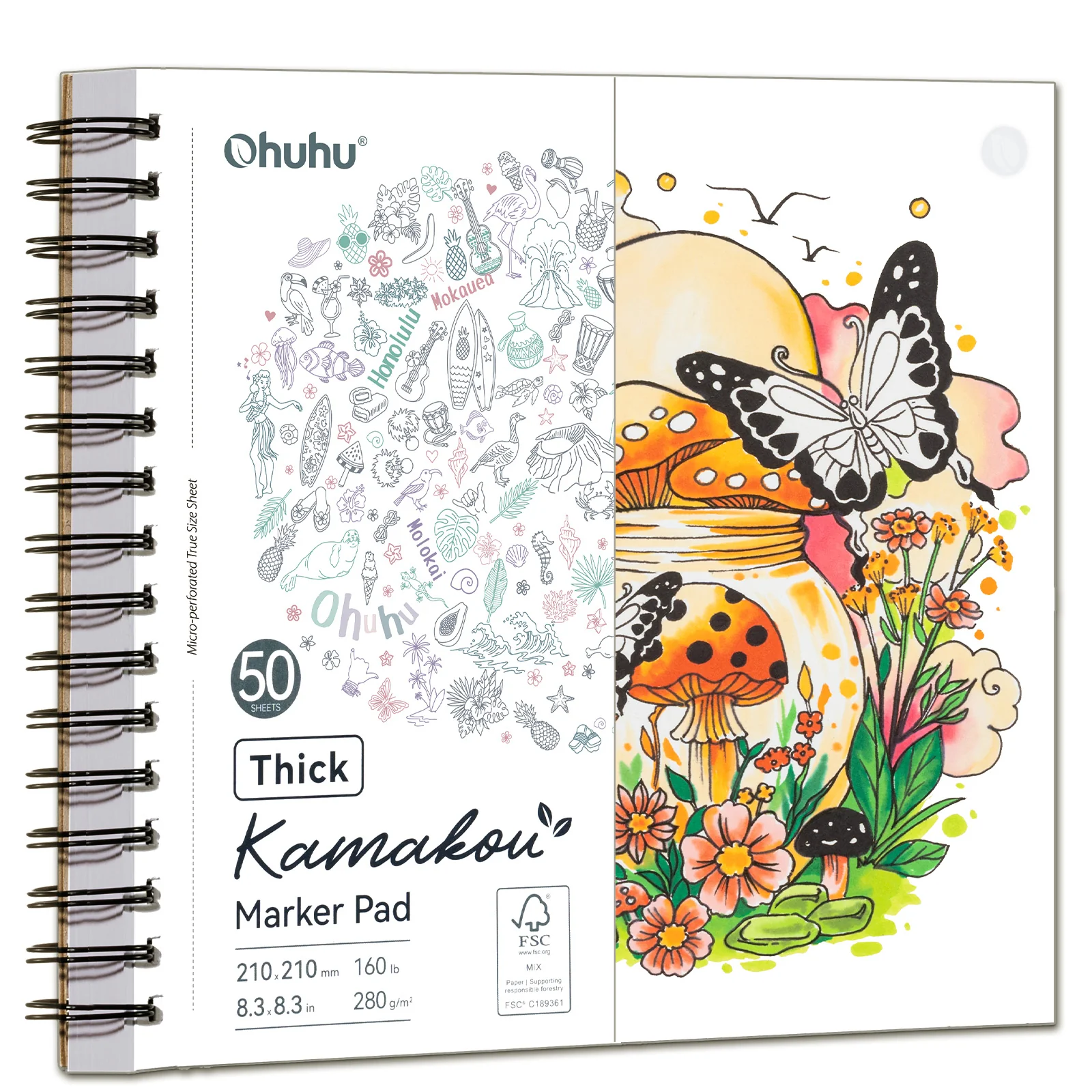 Ohuhu Heavyweight Bleedproof Double-Sided Marker Pad, Spiral-Bound - Kamakou - Image 50