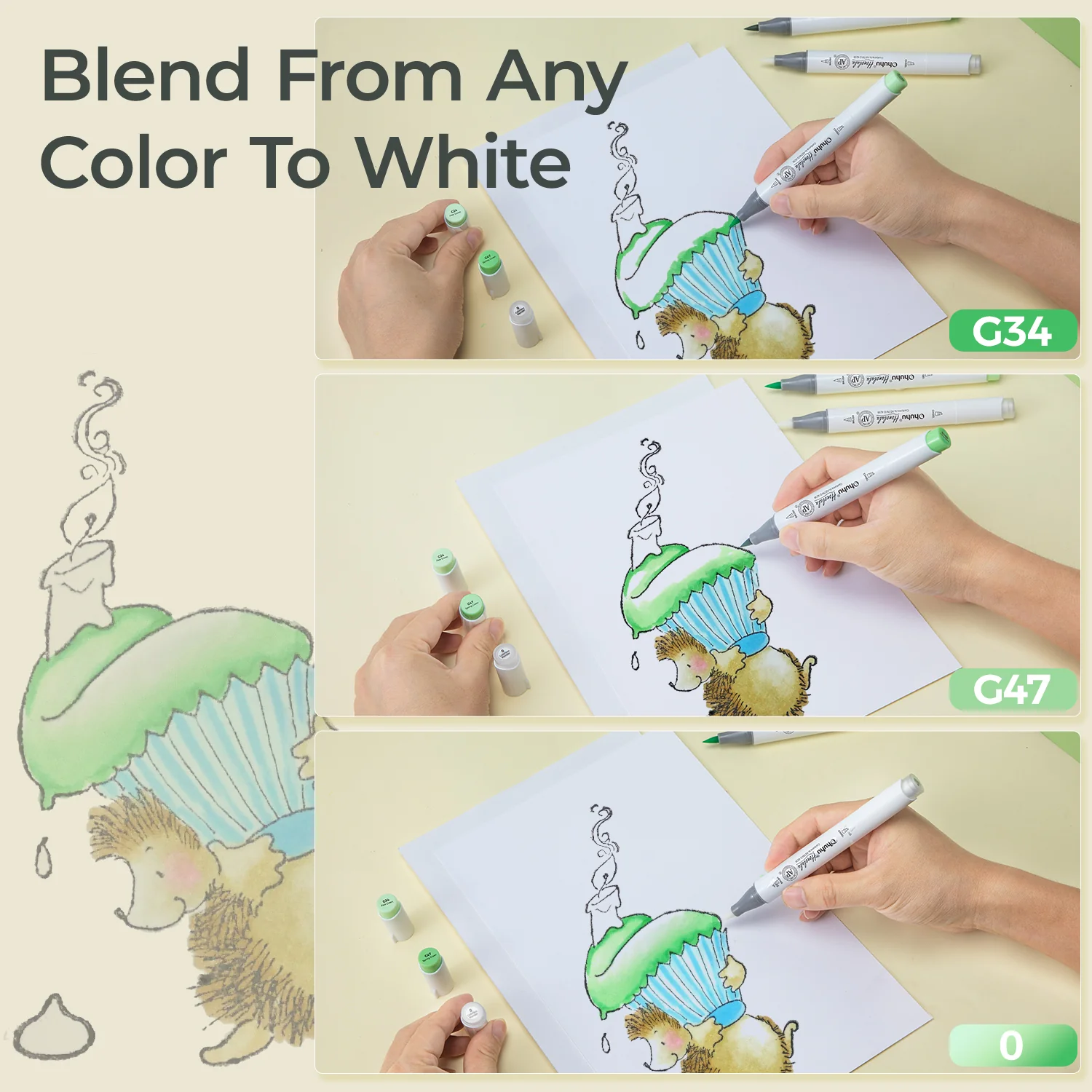 Ohuhu Honolulu Colorless Blender Marker - Pack of 6 (Europe Only) - Image 7