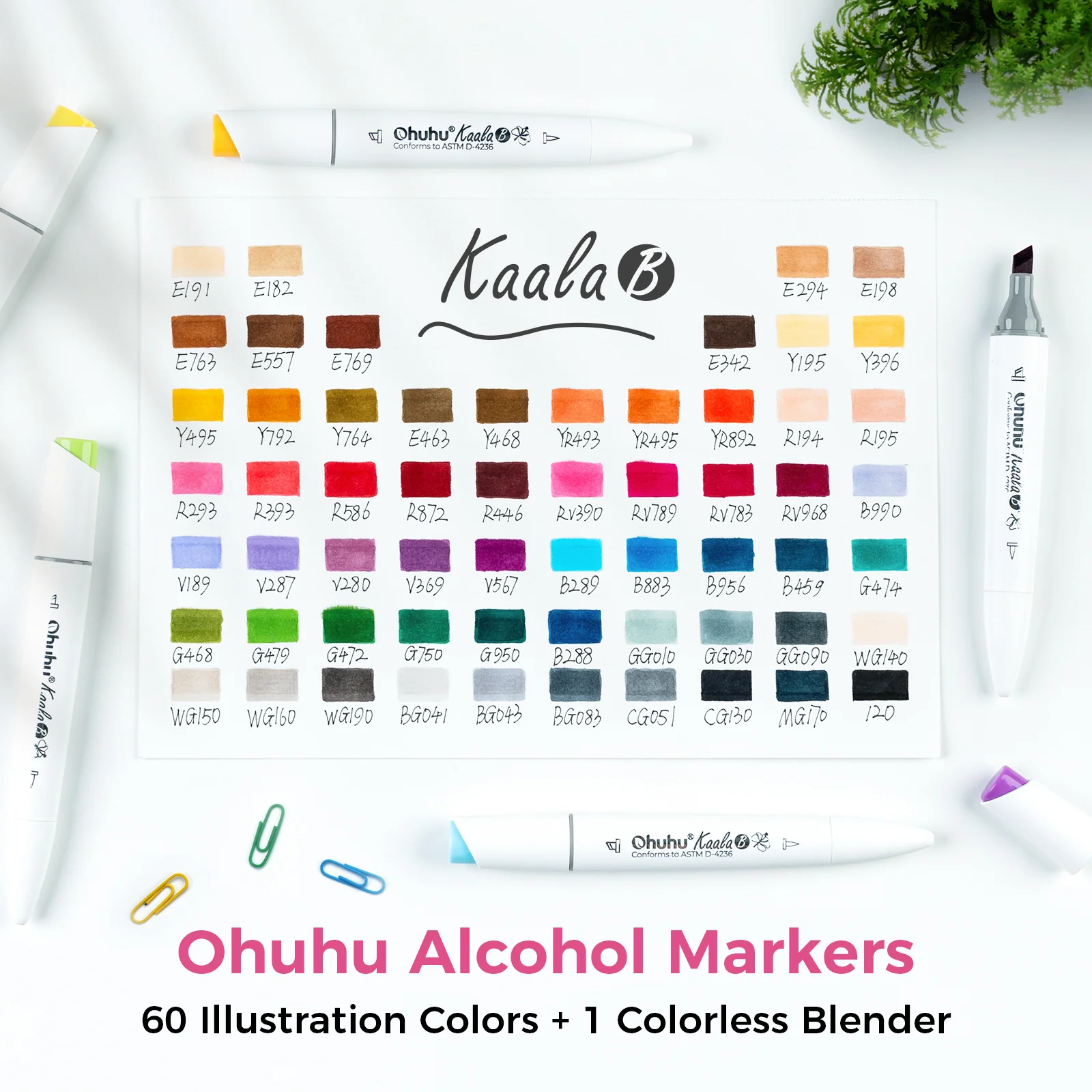 Ohuhu Kaala B Dual Tips Alcohol Art Markers, Slim Broad & Mini Brush - Image 8