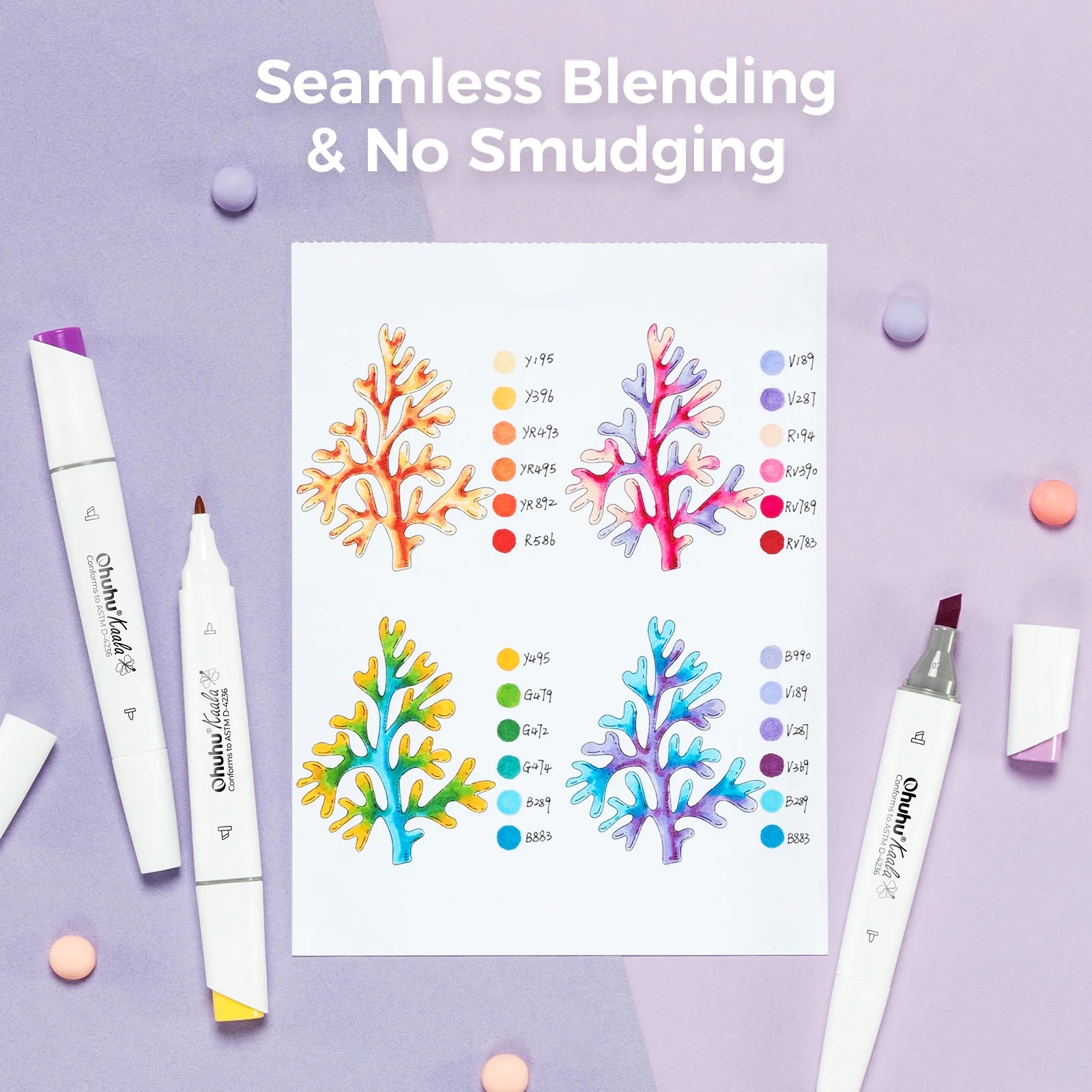 Ohuhu Kaala Five Tones Slim Broad and Fine Dual Tips Alcohol Art Markers - Image 25