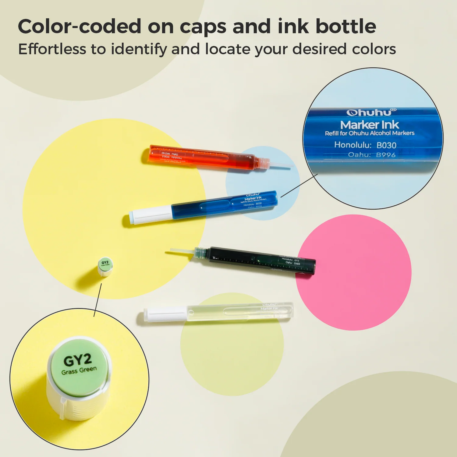 Ohuhu Marker Ink GG10 / BG042 / CG2 Refill for Alcohol marker - Image 6