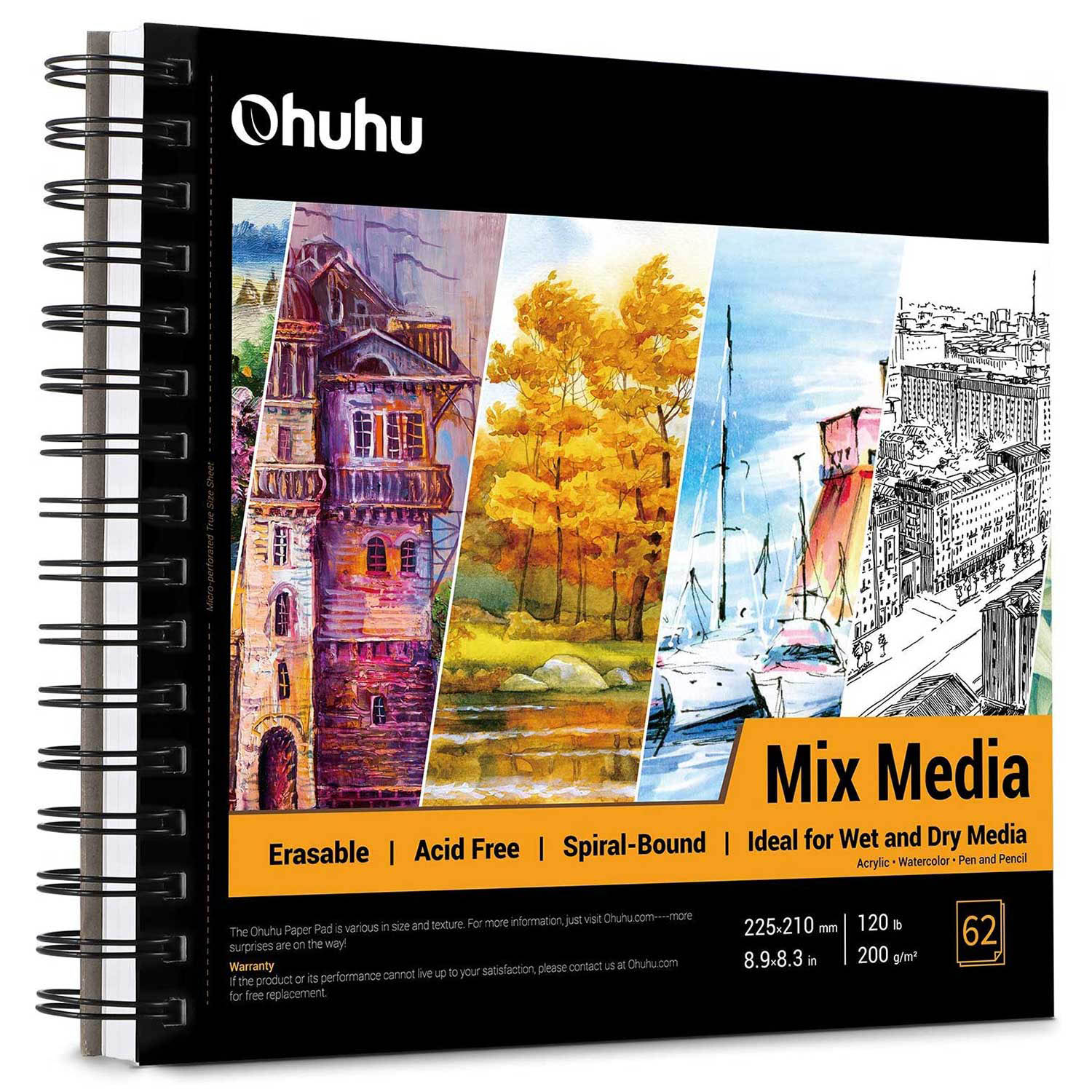 Ohuhu Spiral-Bound Mix Media Pad for Multiple Techniques (Canada Domestic Shipping) - Image 8