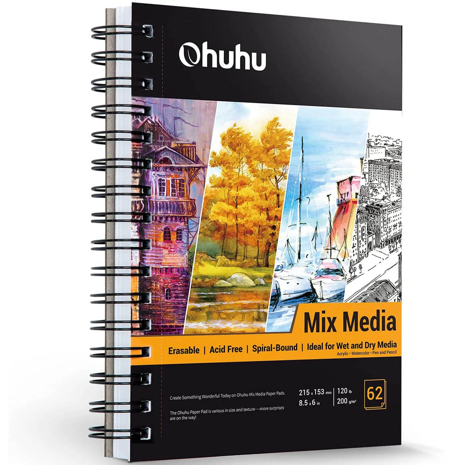 Ohuhu Spiral-Bound Mix Media Pad for Multiple Techniques (Canada Domestic Shipping) - Image 9